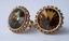 3268 c. 1960s Dante large round Rivoli Watermelon crystal cufflinks with fancy gold tone border. Size: Large diameter almost 1”. Like new and beautiful! Price: $45